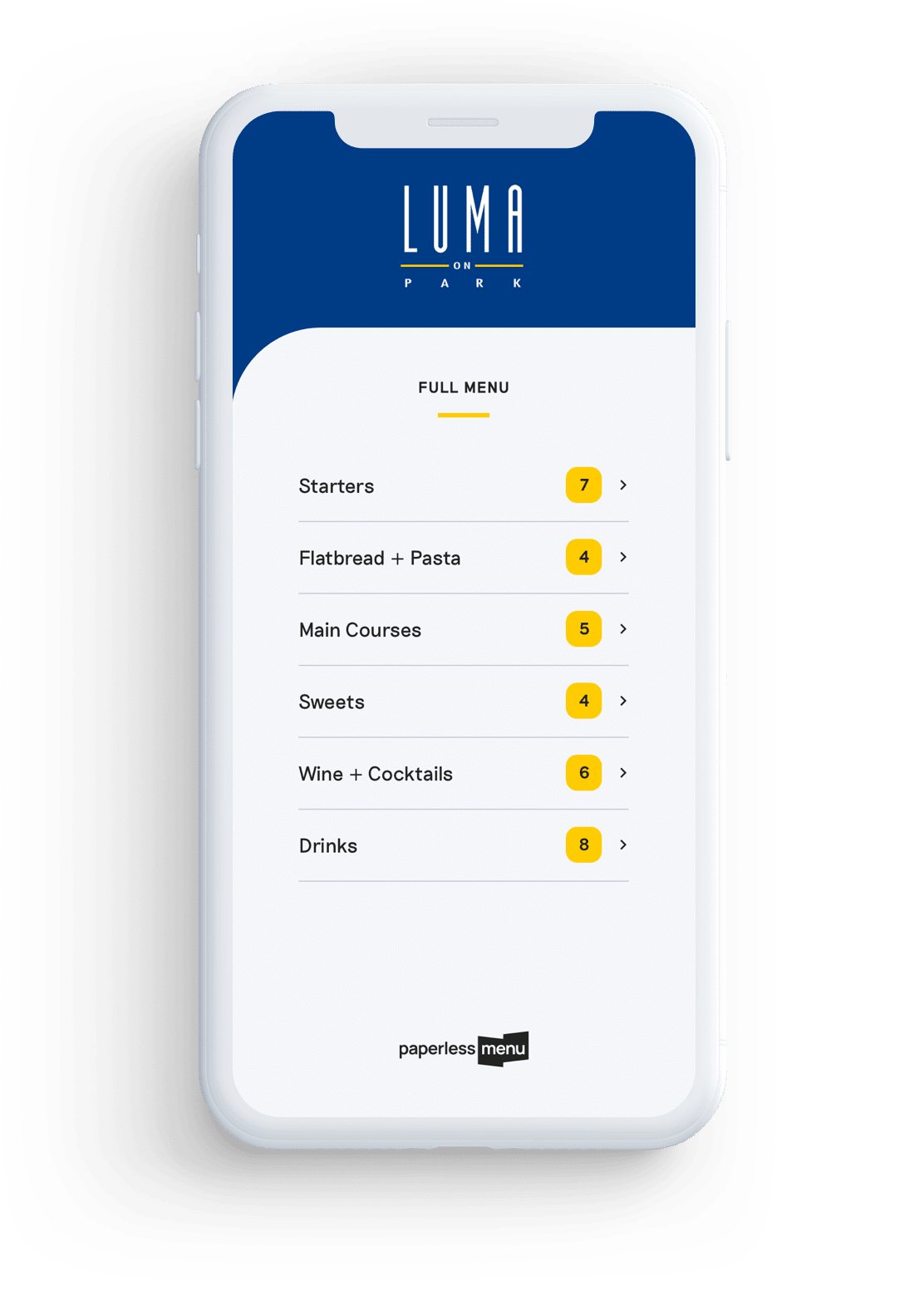 Luma menu screen